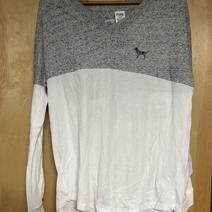 PINK Victoria's Secret Gray and White Tunic Top with sparkle design